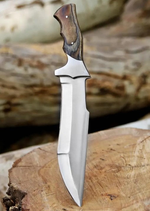 Handmade D2 Steel Hunting Knife with Pakka Wood Handle & Leather Sheath - Image 2