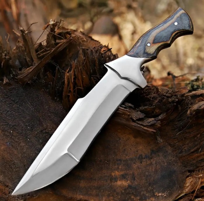 Handmade D2 Steel Hunting Knife with Pakka Wood Handle & Leather Sheath