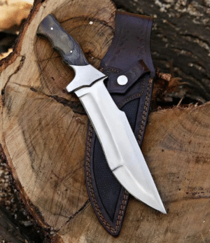 Handmade D2 Steel Hunting Knife with Pakka Wood Handle & Leather Sheath