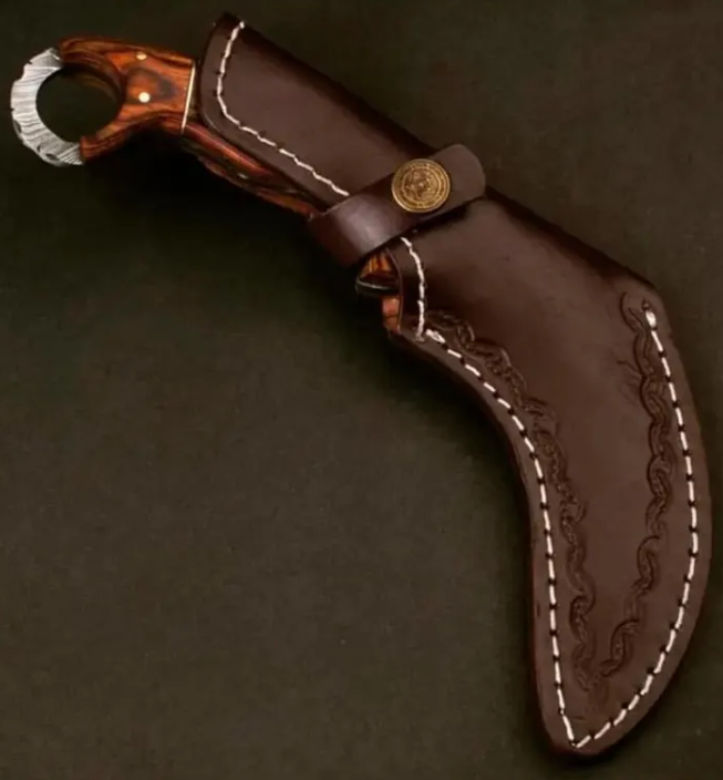 Custom Handmade Damascus Steel Karambit Hunting Knife With Leather Sheath | Best Gift For Him - Image 2