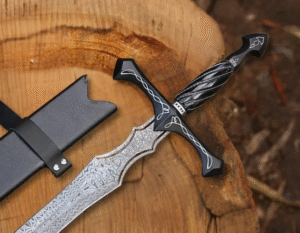 Queen of Swords – Hand Forged Damascus Steel Viking Sword – Personalized Gift for Him, Anniversary Gift, Wedding or Groomsmen Gift