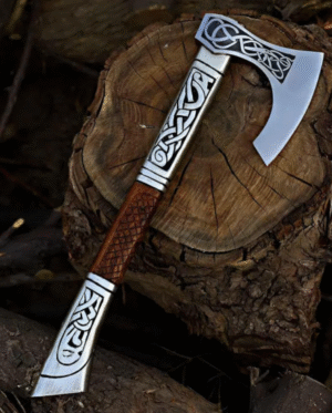 Hand Forged High Carbon Steel Valhalla Viking Axe, Handmade Fully Functional Viking Axe With Engraved Wooden Handle, Best Personalized Gift