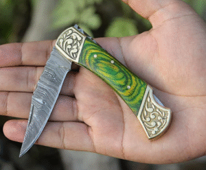 Damascus Pocket Knife Handmade Folding Knife Gift For Boyfriend Birthday Gift Gift for Him Anniversary Gift EDC Knife Groomsmen Gift For Her
