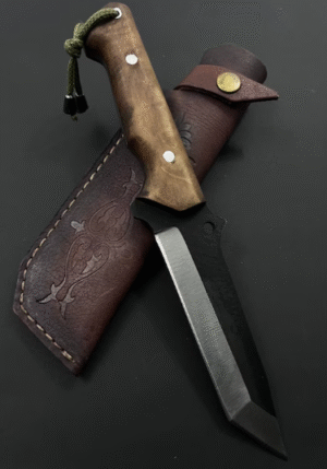 Handmade Full Tang Gut Hook Knife: Custom Engraved Hunting Knife
