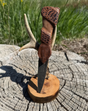 Slither- Snake Dagger- A handmade Damascus dagger. a Beautiful Art dagger with a stand.