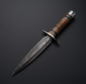 Damascus Dagger with Beautiful Leather handle with leather sheath