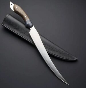 D2 steel Fillet Knife with Beautiful Wood handle included leather sheath best gift