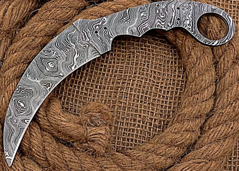 custom Hand-Forged Damascus steel 210mm Long karambit Blank Blade knife | premium Birthday Gifts for men