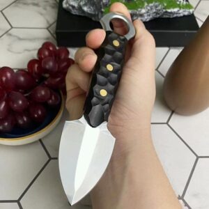 CUSTOM HANDMADE PUSH DAGGER WITH LEATHER SHEATH