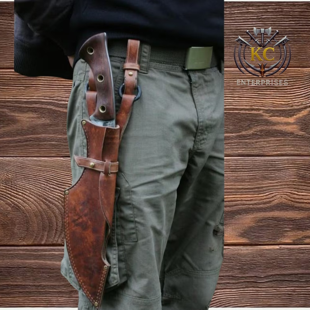 Handmade Damascus Steel Kukri Knife with Leather Holster Strap | Kukri Fighter | Best Kukri Machete | Best Gift for Men | Christmas Gift - Image 7