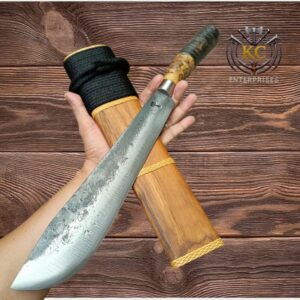 Handcrafted Bushcraft Machete with Wooden Scabbard