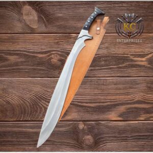 Extra-Long Handmade Machete Knife with Leather Sheath