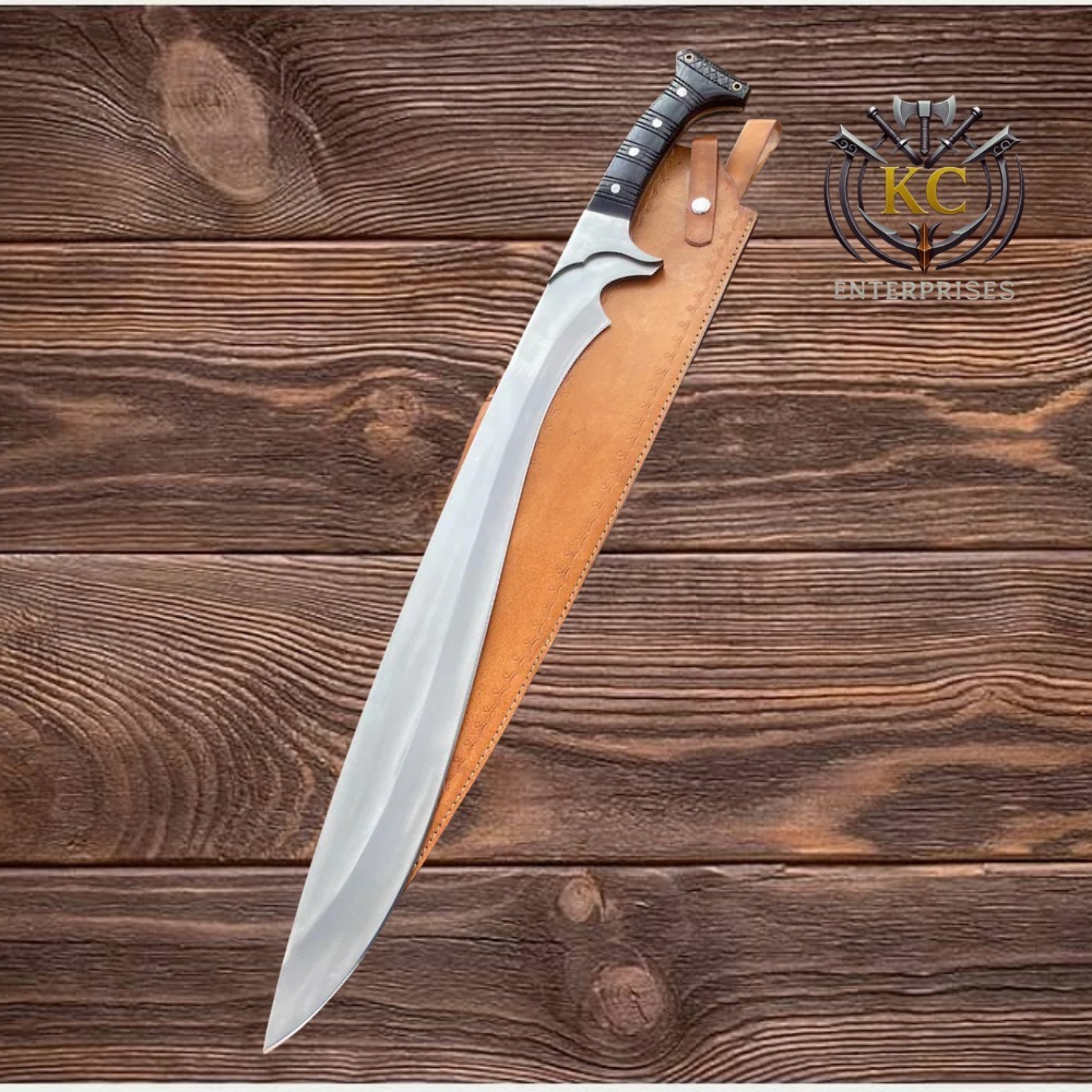 Extra-Long Handmade Machete Knife with Leather Sheath