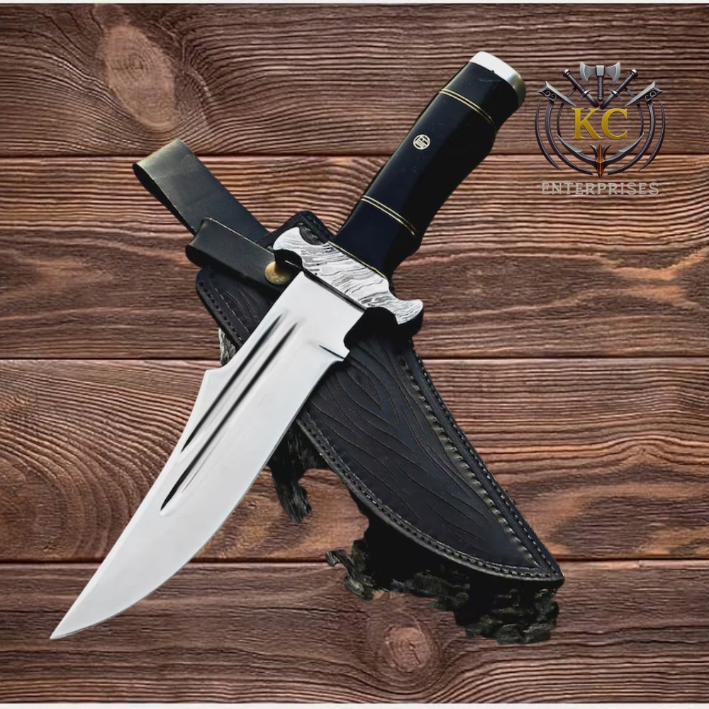 Premium Clip Point Hunting Knife with Leather Sheath