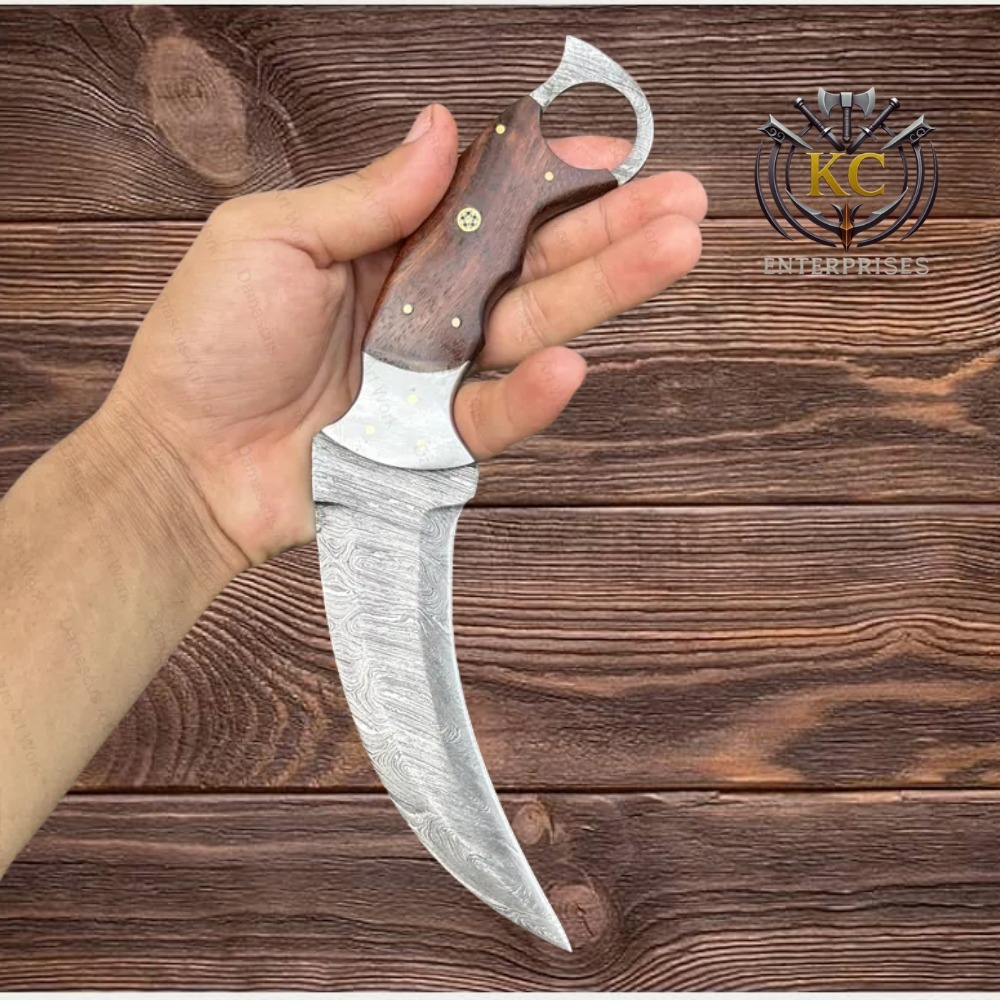 Handmade Damascus Steel Karambit Knife: Tactical Curved Blade, Camping Knife, Boyfriend Gift, Thanksgiving Gift for Men, Gift For Husband - Image 3