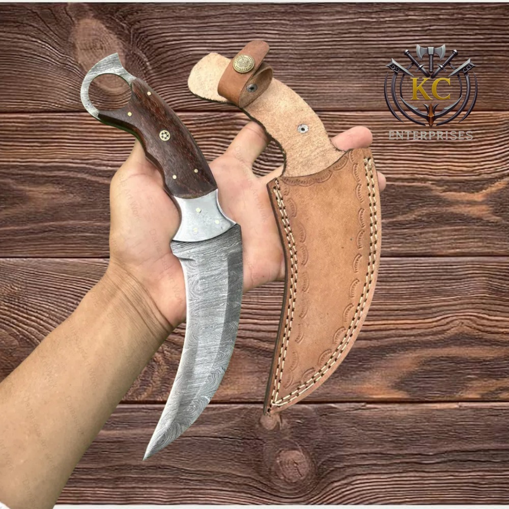 Handmade Damascus Steel Karambit Knife: Tactical Curved Blade, Camping Knife, Boyfriend Gift, Thanksgiving Gift for Men, Gift For Husband - Image 4