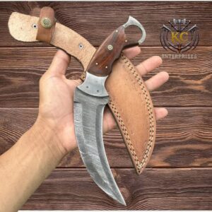 Handmade Damascus Steel Karambit Knife: Tactical Curved Blade, Camping Knife, Boyfriend Gift, Thanksgiving Gift for Men, Gift For Husband