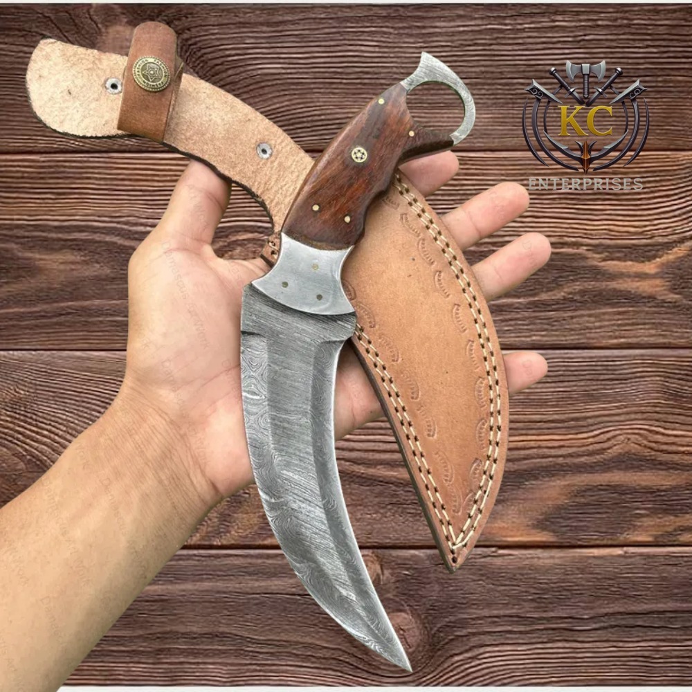 Handmade Damascus Steel Karambit Knife: Tactical Curved Blade, Camping Knife, Boyfriend Gift, Thanksgiving Gift for Men, Gift For Husband