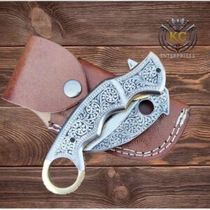 Hand Engraved Folding Karambit Pocket Knife | Anniversary Gift For Him, EDC