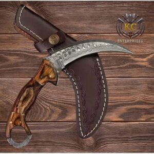 Handcrafted Karambit Fixed Blade Knife with Leather Sheath