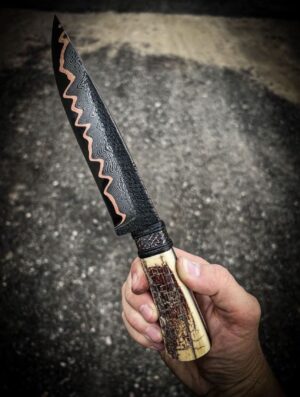 Custom handmade Copper Damascus Bowie