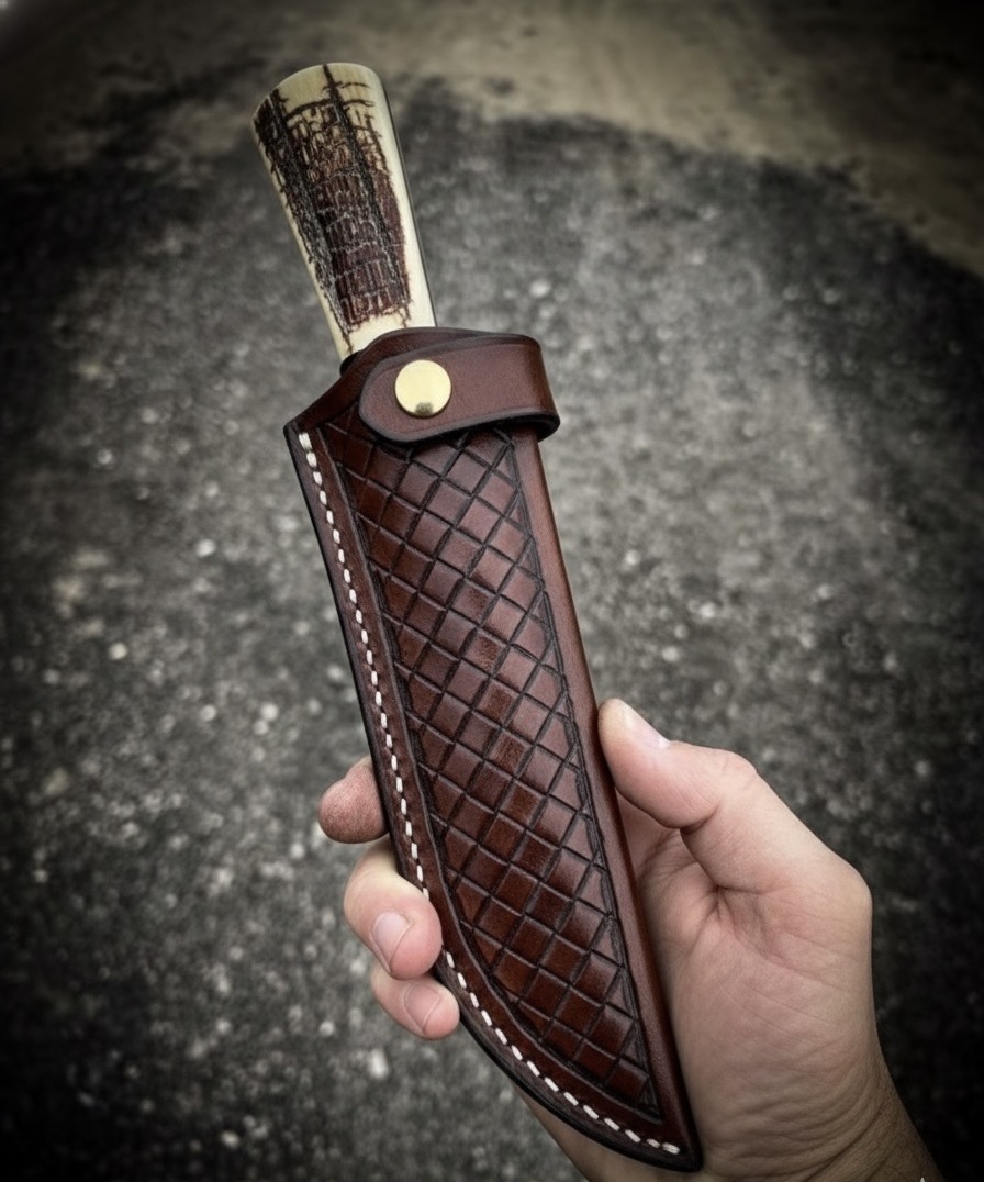 Custom handmade Copper Damascus Bowie - Image 4