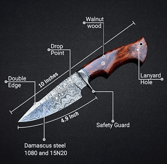 Devil Edge Custom Handmade Damascus Steel Viking Hunting Camping knife, Wedding Anniversary Gift for Husband, - Image 3