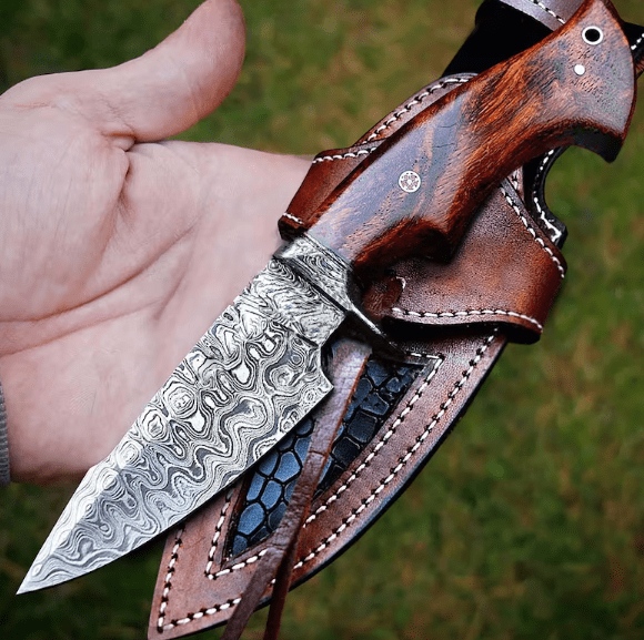 Devil Edge Custom Handmade Damascus Steel Viking Hunting Camping knife, Wedding Anniversary Gift for Husband, - Image 2