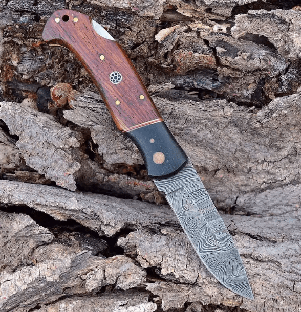 Damascus Pocket Knife Handmade Folding Knife Damascus Damascus 6049EA - Image 3