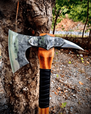 Hand Forged Bearded Viking Axe , 23,6 in Carbon Steel Axe with Riveted Head | Bushcraft Camping , Christmas gift