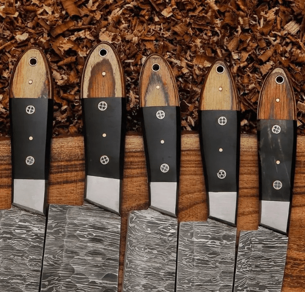 Hand Forged Damascus Steel Chef Knife Set, Kitchen Knives | Chef Knive Set, Handmade 5 Pcs Luxury Damasuc Knife Gift for him, Gifts for her - Image 3