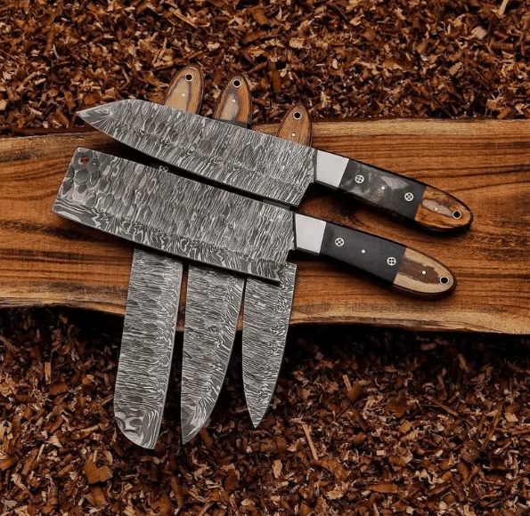 Hand Forged Damascus Steel Chef Knife Set, Kitchen Knives | Chef Knive Set, Handmade 5 Pcs Luxury Damasuc Knife Gift for him, Gifts for her - Image 4
