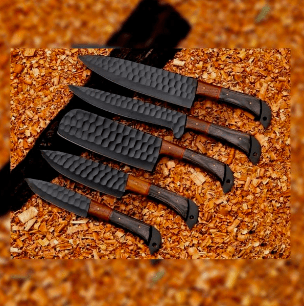 Professional Chef Knife Set – Handmade Damascus Kitchen Knives with Wooden Handle – Cooking Knife Gift Set for Chefs & Home Kitchen - Image 2