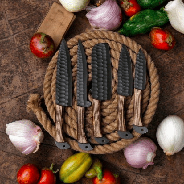 Professional Chef Knife Set – Handmade Damascus Kitchen Knives with Wooden Handle – Cooking Knife Gift Set for Chefs & Home Kitchen - Image 3