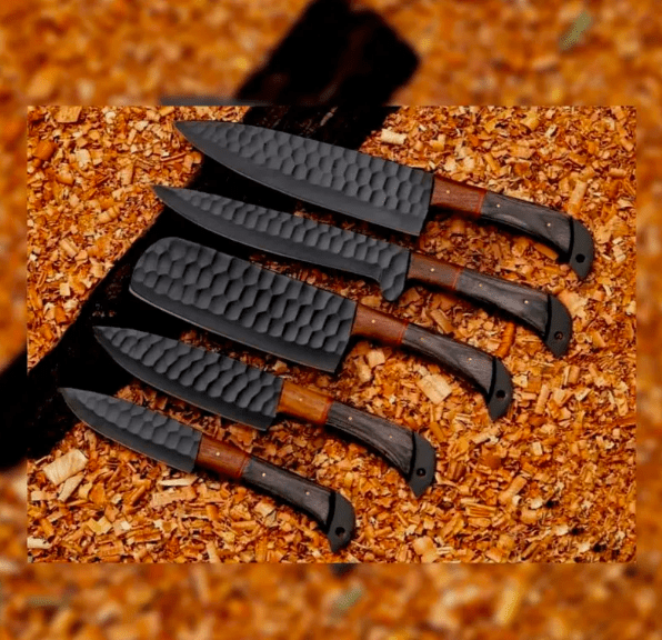 Professional Chef Knife Set – Handmade Damascus Kitchen Knives with Wooden Handle – Cooking Knife Gift Set for Chefs & Home Kitchen - Image 4