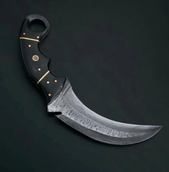 Custom Handmade Damascus Steel Karambit Hunting Knife With Leather Sheath | Best Gift For Him - Image 2