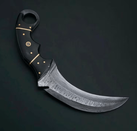 Custom Handmade Damascus Steel Karambit Hunting Knife With Leather Sheath | Best Gift For Him - Image 4