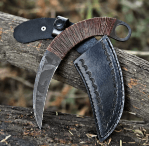 Handmade J2 Steel Karambit Knife with Italian Leather Sheath