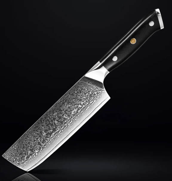 Damascus Steel Cleaver Knife - Japanese Meat Cleaver Nakiri - Professional Chef Cleaver with 7" Blade
