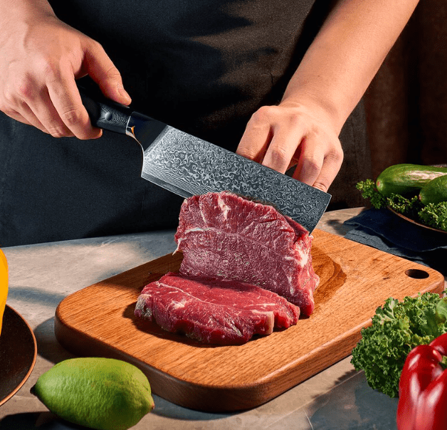 Damascus Steel Cleaver Knife - Japanese Meat Cleaver Nakiri - Professional Chef Cleaver with 7" Blade - Image 2