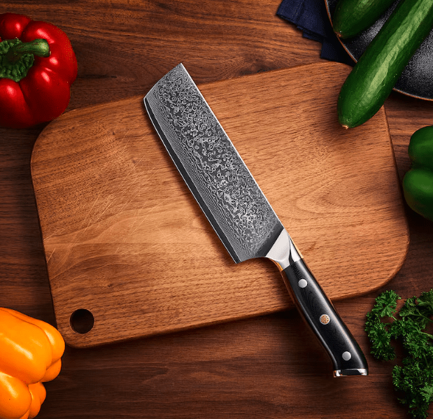 Damascus Steel Cleaver Knife - Japanese Meat Cleaver Nakiri - Professional Chef Cleaver with 7" Blade - Image 3