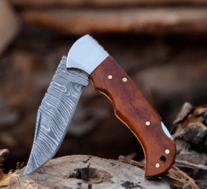 handmade damascus steel pocket knife hunting knife with leather sheath best gift for him christmas gifts