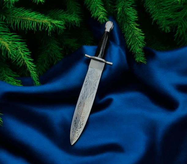 Personalised Double Edge Elven Dagger Knife. Stainless Steel Fantasy costume knife With Leather Cover - Image 2