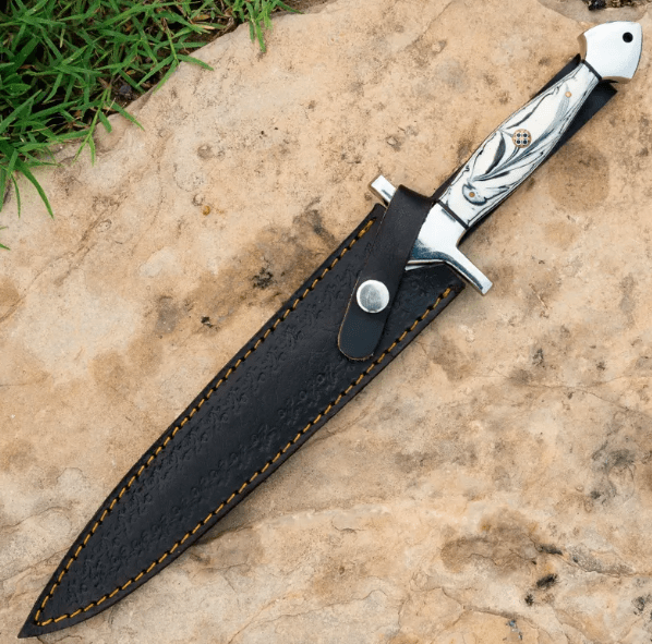 Handcrafted Decorative Dagger With Engraved Handle & Leather Sheath - Image 2