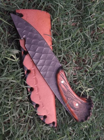 Handmade S30V Steel Guthook Hunting Knife: Deer Antler Handle, Leather Sheath