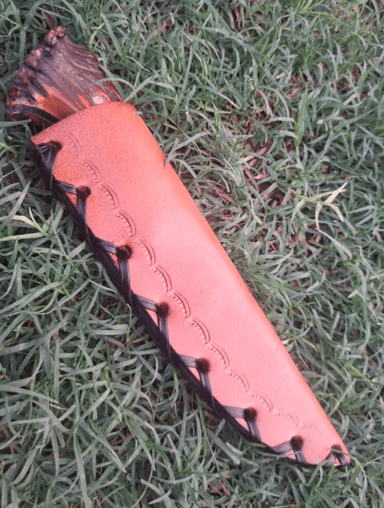 Handmade S30V Steel Guthook Hunting Knife: Deer Antler Handle, Leather Sheath - Image 3