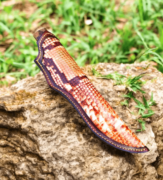 Handmade Tanto Knife: Stainless Steel, Walnut Handle, Leather Sheath - Image 3