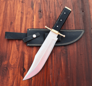 Handmade J2 Steel Bowie Knife: Buffalo Horn Handle, Leather Sheath