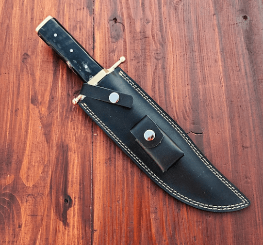Handmade J2 Steel Bowie Knife: Buffalo Horn Handle, Leather Sheath - Image 2