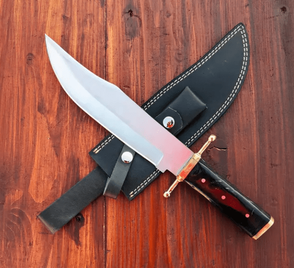 Handmade J2 Steel Bowie Knife: Buffalo Horn Handle, Leather Sheath - Image 4